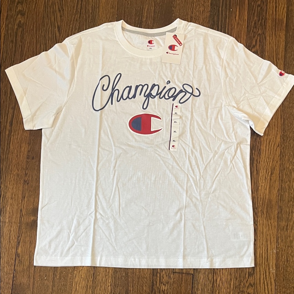 Champion White Short Sleeve Tee with Logo